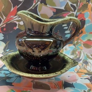 McCoy Pottery Vintage American Eagle Pitcher and Plate Green